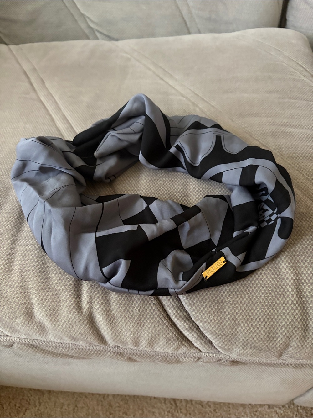 cult gaia Black & Gray Patterned Hair Scarf
